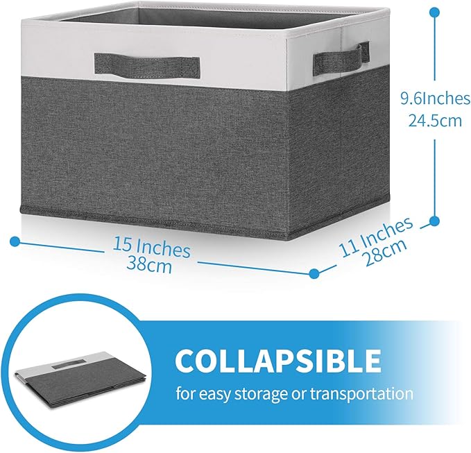 GhvyenntteS 6 Pack Fabric Storage Bins, 15x11x9.6 inch Closet Storage Bins for Shelves with 3 Handles, Foldable Storage Baskets for Shelves, Sturdy Closet Organizers and Storage