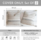 BlissBlush Gray Decorative Throw Pillow Cover 18X18 Combo Set of 2 Square Boho Neutral Grey Accent Pillowcase Tassels Farmhouse Cushion for Couch Sofa Bedroom Living Room Home Décor Cover ONLY