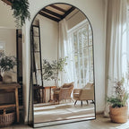 Antok Arched Full Length Mirror, 81"x41" Black Metal Frame Floor Mirror for Bedroom Living Room, Freestanding/Wall Mount/Leaning