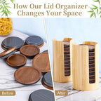 2 Pack Mason Jar Lid Organizer (Wide Mouth & Regular Mouth) Bamboo Ball Jar Wooden Storage Accessories for Home Kitchen Organization & Tumbler Lids, Fit Mason/Canning/Bamboo Lids