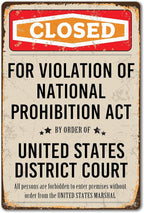 Closed Prohibition Sign Vintage Speakeasy Decor Metal Sign Prohibition Wall Art Decor 1920s Gift Speakeasy Signs Prohibition Decor 20s Party Decorations 8 X 12 Inches