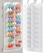 UVIAHOMI 20-30 Pairs Over the Door Shoe Organizer, Breathable Pocket Hanging Shoe Storage for Closet, 10-Tier Door Shoes Rack, Handing Shoes Holder Fit All the Family's Sneakers, Boots, Heels, White