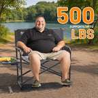 TIMBER RIDGE XXL Foldable Directors Chair with Side Table, Extra Wide Camping Chairs for Adults Heavy Duty Supports 500 lbs, Oversized Folding Lawn Chair for Picnic Beach Sports Fishing, Grey-2 Pack