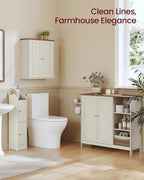 VASAGLE Siren Collection - Bathroom Wall Cabinet, Hanging Bathroom Storage Cabinet, for Medicines, Farmhouse, 2 Adjustable Shelves, 7.9 x 22 x 23.6 Inches, Rustic White and Honey Brown UBBK330WJ01S