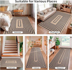Tangsoo Easy Jute Rug 2x6 Washable Runner Rug for Hallways,Non-Slip Black Geometric Thin Outdoor Rug,Modern Farmhouse Carpet for Porch Laundry Bedroom Living Room Entryway