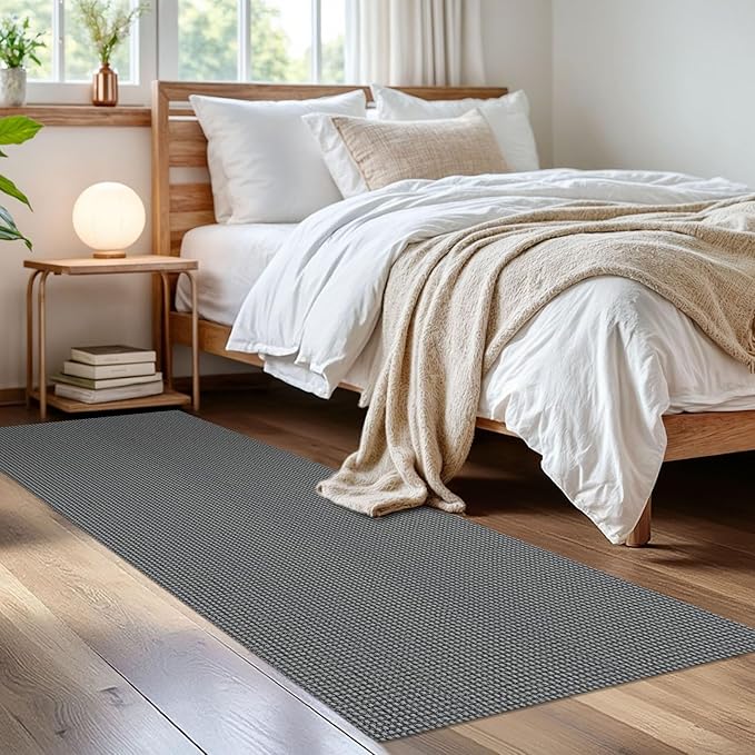 IOHOUZE Washable Runner Rug 2x6 Non Slip Runners for Hallways Entryway Runner Indoor, Kitchen Rugs Woven Cotton Floor Carpet for Kitchen Hall Entrance Bedroom, Dark Grey