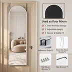 Antok Full Length Over-the-Door Hanging Mirror - Freestanding Wall Mount Leaning Body Mirror for Bedroom Living Room Entryway, 48" L x 14" W, White