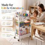 3 Tier Rolling Cart Metal with Wheels, White Three Tiered Craft Cart Organizer on Wheels, Storage Utility Carts for Art, Baby Nursery,Diaper Caddy, Cleaning Supplies, Nail,Lash,Snack,Book,Roller Shelf