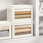 Homsorout Large Storage Bins with Lids - Fabric Storage Cubes with Window, Collapsible Bins for Clothes, 15.7 Inch Large Baskets for Bedroom, Dorm, Office, Beige, 6 Pack