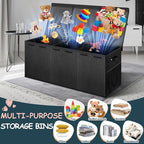 Extra Large Toy Box with Lids - Sturdy Collapsible Kids Storage Organizer Big Bin Chest Basket with Dividers for Boys Girls, Bedroom, Nursery, Living Room, Playroom Organization, 38"x16"x14", Black