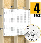 Spampur Peg Board, 4 Pack Metal Pegboard Panels with 50 Hooks, White Pegboards Wall Organizer, Heavy Duty Peg Board for Walls Home, Garage Tool Storage, Office Organization, Craft Room, Kitchen