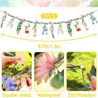 2 Pcs Flower Banner Wildflower Garland, Baby Shower Decorations, Floral for Enchanted Garden Party, Wedding Wild One Bloom Baby Shower Fairy Tale Tea Market Spring Supplies Girl Woodland Party