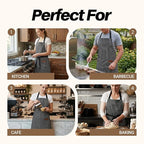 2Pack Adjustable Kitchen Apron for Women Men with 2 Pockets，Cotton-Polyester Blend Bib Aprons for Cooking,Baking