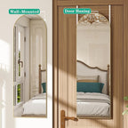Over the Door Mirror Full Length,48"x14"Door Hanging Mirror Full Length Arch Mirror,Behind the Door Wall Mirror,Back of Door Mirrors for Closet Bedroom Living Room (Gold)