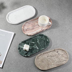 Koville Natural Silver Pearl Marble Decorative Tray, 10" x 5" Marble Vanity Tray for Bathroom Countertop Organizer Stone Trays, Catchall Tray Stone Plate for Perfume, Candles, Jewelry