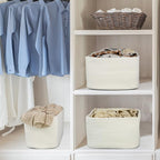 Cotton Rope storage Basket Bins Woven Basket for Organizing Shelves 15X10X9.3" Rectangle Decorative Baskets For storage Clothes Toys Books Towels Nursery basket organizer 3 pack white