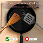 Jilla-hla Wooden Spatula Nonstick Turner Acacia Wood, Long Handle Flat Frying Spatulas Handmade for Kitchen Gifts, Ideal Cookware Utensils for Cooking Eggs, Fish, Pancakes