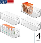 iDesign Plastic Stackable Pantry Bin for Kitchen Cabinets or Fridge, Set of 4, Clear, Made in USA