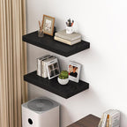 Dreamland 24" Floating Shelves for Wall, 12" Deep Thicker Black Floating Shelves, Wall-Mounted Shelves for Bedroom, Living Room, Kitchen, Bathroom - Set of 2
