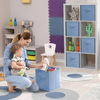 Sorbus Storage Cubes - 11 Inch Foldable Fabric Baskets for Organizing Pantry, Closet, Shelf, Toy Box, Cubby - 6 Collapsible Cloth Cube Storage Bins for Home, Nursery, Playroom, Bedroom (Pastel Blue)