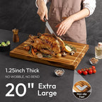 Bellsal Extra Large Teak Wood Cutting Board 20inch for Kitchen Charcuterie Board Heavy Duty Non Slip Feet Over Sink Butcher Block Chopping Board Nice Solid Thick Wooden Juice Groove XXl large Hardwood
