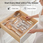 Vtopmart Expandable Silverware Organizer, Clear Plastic Food-Safe Cutlery Flatware Organizer, Kitchen Utensil Drawer Organizer, Adjustable Silverware Holder for Spoons Forks Knives, (6-9 Slots)