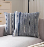 Boho Throw Pillow Covers 22x22 Inch Set of 2, Farmhouse Decorative Couch Pillow Cases, Navy Blue Accent Pillows of Bed, Sofa Bedroom Living Room Home Decor Cushion Cover