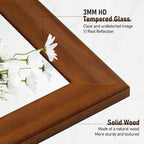 CULER Rustic Wood Wall Mirror for Bathroom,Rectangle 24 x 36 inch Hanging Vanity Mirrors with Wooden Frame for Living Room,Bedroom,Entryway(Walnut Brown)