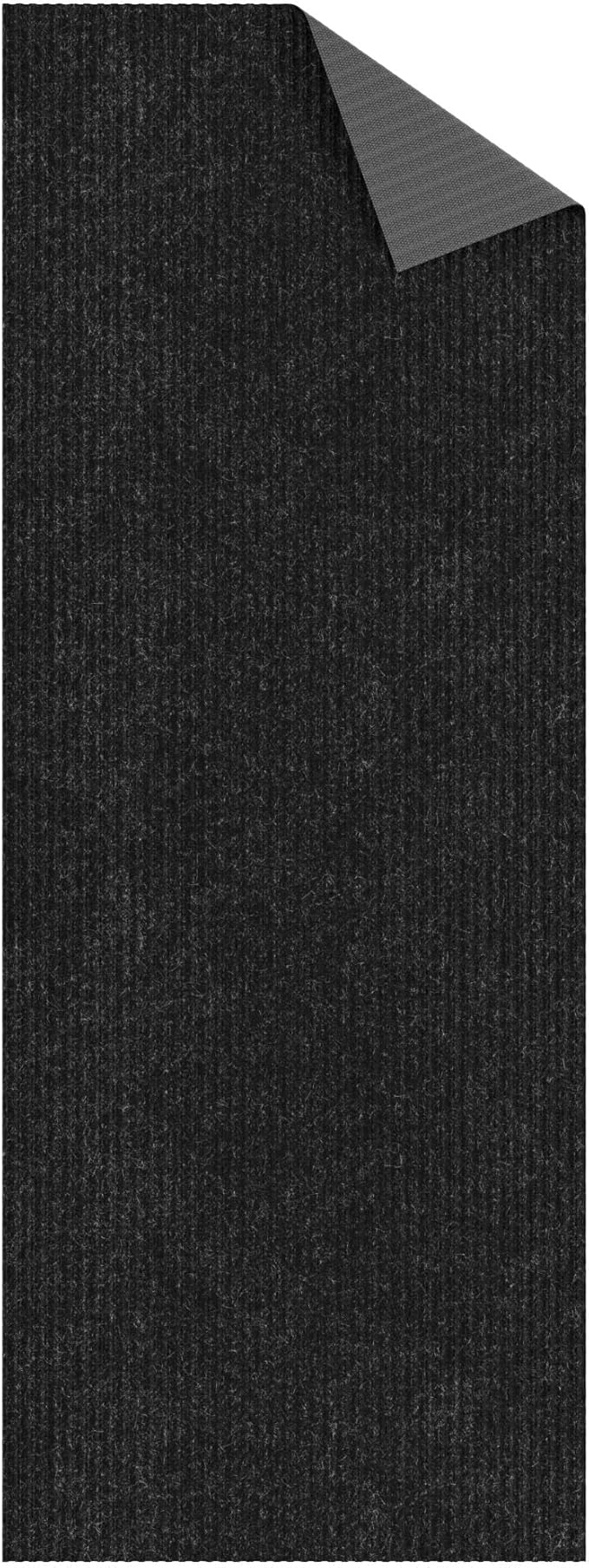 Ottomanson 2' x 17' Hallway Runner with Scraper Pile Extra Durable Non-Slip Rug Mat for Indoor & Outdoor Use - Ideal for Kitchen, Entryway, Patio & Garage - High-Traffic Carpet, Black