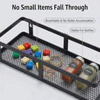 PUSDON 2-Pack Minimalist Shower Caddy Wall Mount, Open Frame Bathroom Shelf Organizer with Mesh Base, Rustproof Floating Spice Rack for Kitchen, Holds 50 LBS, 4 Hooks - Matte Black, Guardrail