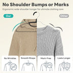 HOUSE DAY Plastic Clothes Hangers 36 Pack, Sweater Hangers No Shoulder Bump, Thick Heavy Duty Coat Hanger for Closet, Black Wide Hanger with Non-Slip Hook for Sweaters, Suits, Dresses, Jackets, Pants