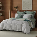 Double Stitch Cotton Tencel Duvet Cover - King Size Comforter Cover, Luxury & Soft Eucalyptus Lyocell Bedding Set for Hot Sleepers, Cooling & Breathable, Button Closure, Winter Sky Contrast, 106"x90"