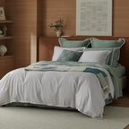 Double Stitch Cotton Tencel Duvet Cover - King Size Comforter Cover, Luxury & Soft Eucalyptus Lyocell Bedding Set for Hot Sleepers, Cooling & Breathable, Button Closure, Winter Sky Contrast, 106"x90"