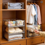 Stackable Storage Drawers(5 Pack),High-strength Clear Plastic Multi-purpose Organizer Bins with Handles, Easily Assemble Acrylic Drawers for Bathroom Closet Cabinet Pantry Under Sink