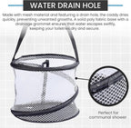 Handy Laundry Mesh Shower Caddy – Portable Hanging Organizer with Handle, Quick Dry, Large Compartments, Foldable Tote for Dorm Room, College, Gym, Travel, Bathroom Essentials, Black