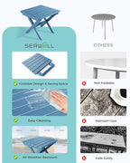 SERWALL Folding Adirondack Side Table, Portable Small Outdoor Table, Weather Resistant Outdoor End Table for Camping and Garden, Navy