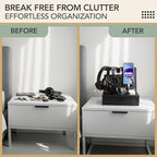 Nightstand Organizer for Men- Bedside Table Organizer with Drawer for Cellphone, Watches, Sunglasses & Accessories- Makes an Ideal Gift for Dad or Son (Black)