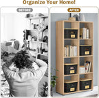 Stackable Storage Basket: Plastic Baskets Bins, Baskets for Organizing, Pantry Decorative Containers for Closets, Cabinets, Shelves(8 Pack, Black)