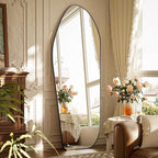 Full Length Mirror - 69"x25" Irregular Diamond Shaped Floor Mirror Aluminum Frame Floor Mirror Full Length for Bedroom Living Room Cloakroom Decor Black