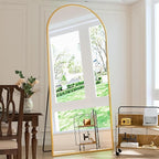Antok Arched Full Length Mirror, 71"x28" Gold Metal Frame Floor Mirror for Bedroom Living Room, Freestanding/Wall Mount/Leaning