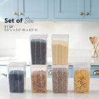 IRIS USA Food Storage Containers with Flip-Top Lid, 2.7 Qt - 6 Pack, Clear Stackable Food Containers for Kitchen & Pantry Organization, BPA-Free, Food Grade Plastic For Flour, Sugar, Dry Food, Grain