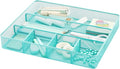 Annova Desk Top Organizer Tray for Office Organization - Metal Mesh - Storage Tray with Dividers for Pens, Desktop Accessories, Bathroom, Kitchen, Makeup and Office Supplies (Large, Turquoise)