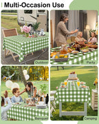 Smiry 20 Packs Gingham Disposable Table Cloth, 54 x 108 Inch Waterproof Plastic Tablecloth, Rectangle Sage Green and White Checkered Table Covers for Picnic, Birthday, Party