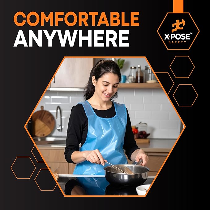 Xpose Safety 48,000 Blue Plastic Disposable Aprons for Cooking & more Individually Packaged Durable 1 Mil Waterproof Polyethylene 24" x 48"