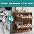 Xixini Shoe Storage Cabinet for Entryway with 2 Flip Drawers, Wood Freestanding Hidden Shoe Storage, Narrow Slim Sturdy Shoe Organizer for Front Door Entrance, Living Room, Hallway, Bedroom, Walnut
