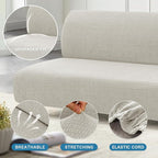 H.VERSAILTEX 100% Waterproof Jacquard Futon Cover Stretch Armless Sofa Cover Soft Futon Slipcover with Elastic Bottom Thick Sofa Bed Furniture Protector Covers for Washable Futon，Pale Oak