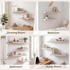 RICHFOCUS 28Inch Floating Shelves for Wall 2 Pack Shelves for Bedroom|Kitchen|Bathroom|Laundry Room Rustic Wood Wall Mounted Shelf with Invisible Brackets for Books|Storage|Decor, Rustic White
