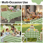 Smiry 6 Pack Sage Green Gingham Disposable Tablecloths - 54" x 108" Heavy Duty Plastic Table Cloth, Waterproof Buffalo Plaid Table Covers for Picnic, Banquets, Outdoor Parties