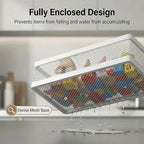 PUSDON Mesh Shower Caddy Wall Mount, Heavy Duty Adhesive Bathroom Shelf Organizer, Rustproof Floating Spice Rack for Kitchen Pantry, Holds 50 LBS, Multi-Purpose Storage White-2 Packs (Netting)