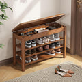 IUNVR Shoe Rack Bench Seat Rubberwood 3-Tier Wooden Storage Bench 550lbs Compact Mid-Century Modern Design for Entryway, Hallway, Closet, Front Door Entrance, Foyer